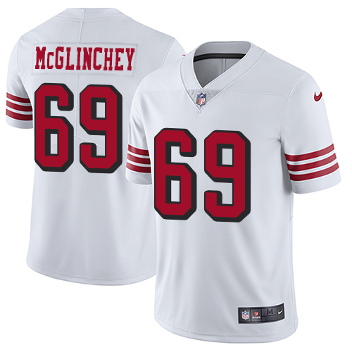 San Francisco 49ers Limited White Men Mike McGlinchey NFL Jersey #69 Rush Vapor Untouchable->san francisco 49ers->NFL Jersey